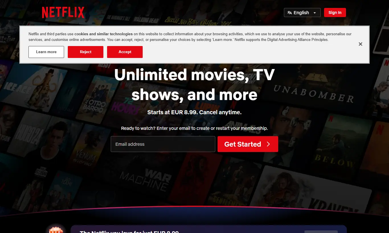 Netflix首页截图