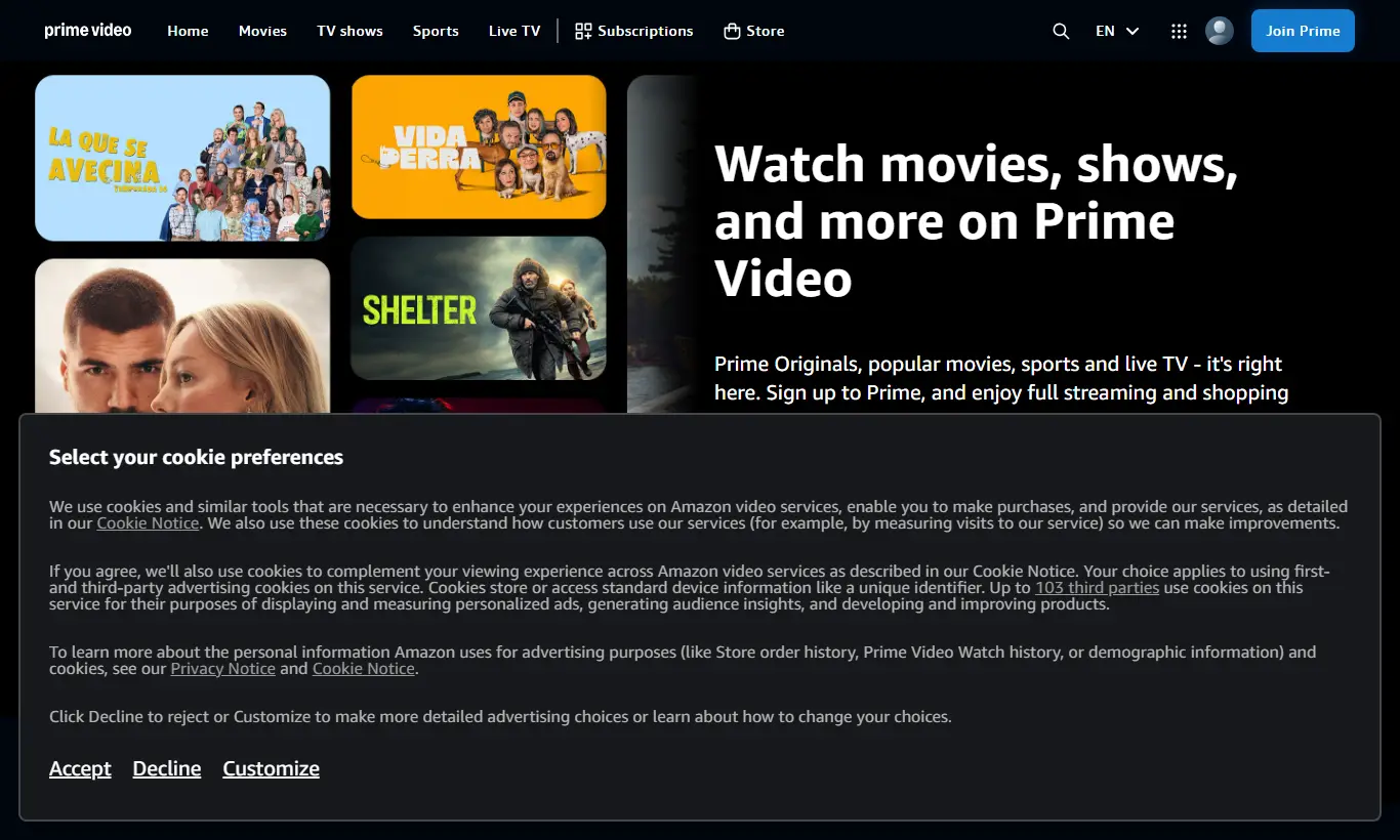Prime Video首页截图