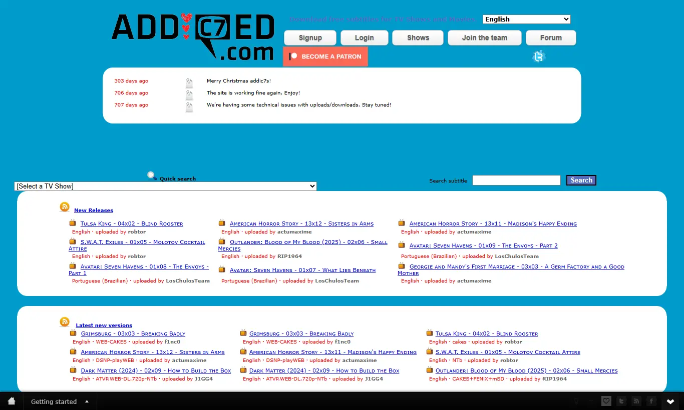 Addic7ed首页截图